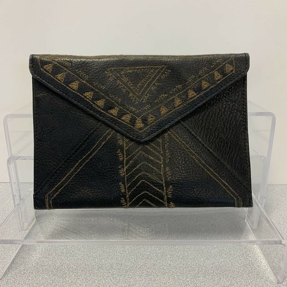 Chico's Handbags - Chicos Leather Envelope Pouch Brown Leather